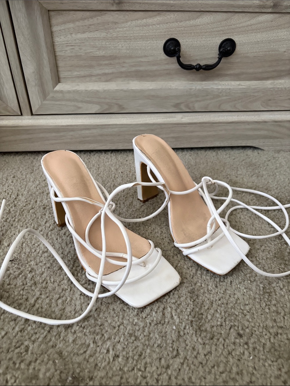 Forever 21 White Strappy Lace-Up High Heel Sandals